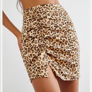 Free People Silk Cheetah Print Skirt